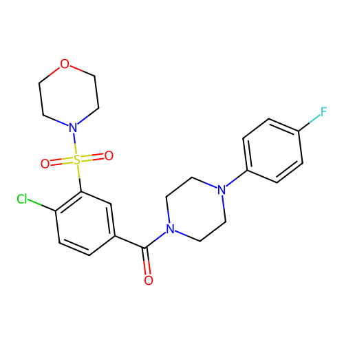 4-Chloro-3-(morpholin-4-ylsulfonyl)phenyl 4-(4-fluorophenyl)piperazinyl ketone structure