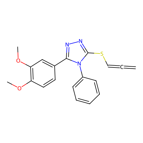 3-(3,4-dimethoxyphenyl)-4-phenyl-5-(propa-1,2-dien-1-ylthio)-4H-1,2,4-triazole structure