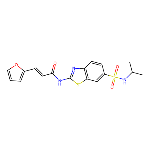 (E)-3-(furan-2-yl)-N-(6-(N-isopropylsulfamoyl)benzo[d]thiazol-2-yl)acrylamide structure