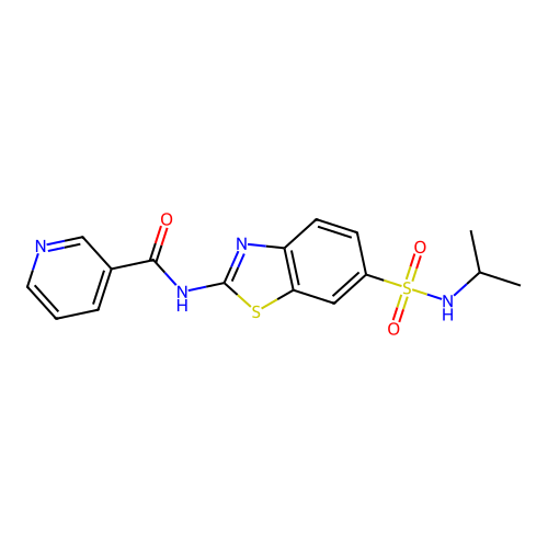 N-[6-(propan-2-ylsulfamoyl)-1,3-benzothiazol-2-yl]pyridine-3-carboxamide structure