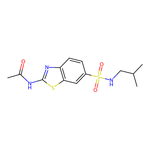 N-(6-(N-isobutylsulfamoyl)benzo[d]thiazol-2-yl)acetamide structure