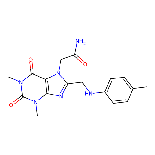 2-(1,3-dimethyl-8-{[(4-methylphenyl)amino]methyl}-2,6-dioxo-1,2,3,6-tetrahydro-7H-purin-7-yl)acetamide structure