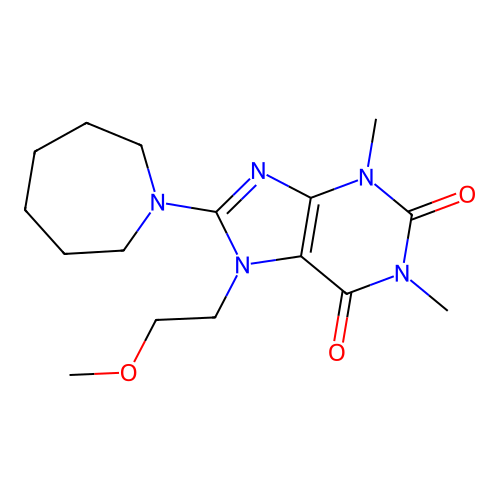 8-(azepan-1-yl)-7-(2-methoxyethyl)-1,3-dimethyl-1H-purine-2,6(3H,7H)-dione structure