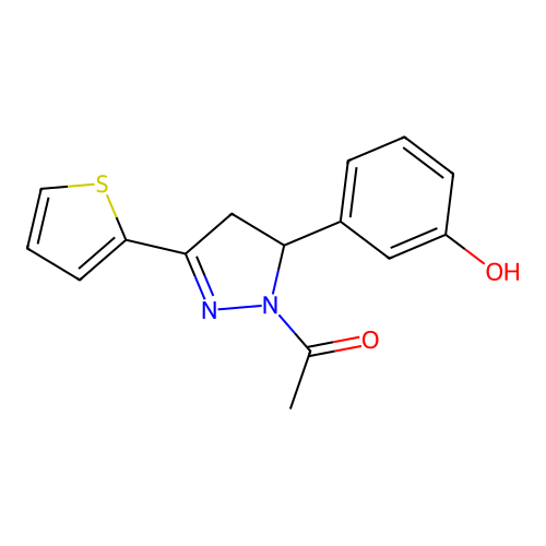 1-[3-(3-Hydroxyphenyl)-5-thiophen-2-yl-3,4-dihydropyrazol-2-yl]ethanone structure
