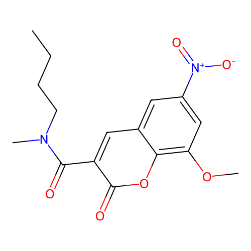 N-butyl-8-methoxy-N-methyl-6-nitro-2-oxo-2H-chromene-3-carboxamide structure