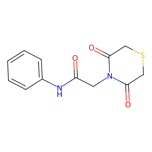 2-(3,5-dioxothiomorpholino)-N-phenylacetamide structure