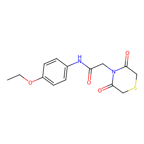 2-(3,5-dioxothiomorpholin-4-yl)-N-(4-ethoxyphenyl)acetamide structure