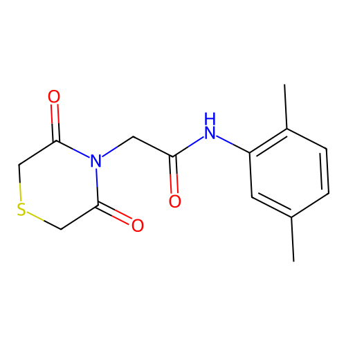 N-(2,5-dimethylphenyl)-2-(3,5-dioxothiomorpholin-4-yl)acetamide structure