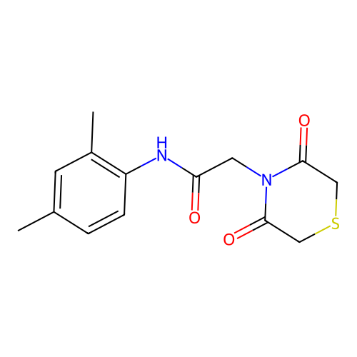 N-(2,4-dimethylphenyl)-2-(3,5-dioxothiomorpholin-4-yl)acetamide structure