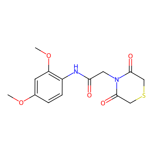 N-(2,4-dimethoxyphenyl)-2-(3,5-dioxothiomorpholin-4-yl)acetamide structure