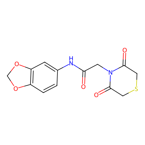 N-(1,3-benzodioxol-5-yl)-2-(3,5-dioxothiomorpholin-4-yl)acetamide structure