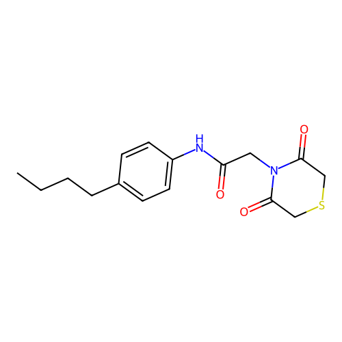 N-(4-butylphenyl)-2-(3,5-dioxothiomorpholin-4-yl)acetamide structure