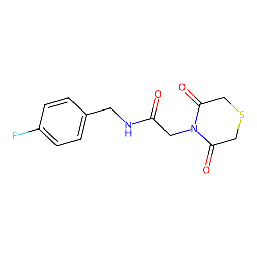 2-(3,5-dioxothiomorpholino)-N-(4-fluorobenzyl)acetamide structure