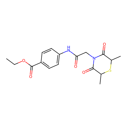 Ethyl 4-[[2-(2,6-dimethyl-3,5-dioxothiomorpholin-4-yl)acetyl]amino]benzoate structure