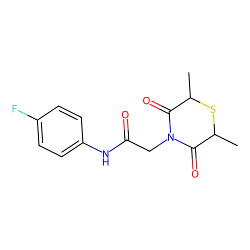2-(2,6-dimethyl-3,5-dioxothiomorpholin-4-yl)-N-(4-fluorophenyl)acetamide structure