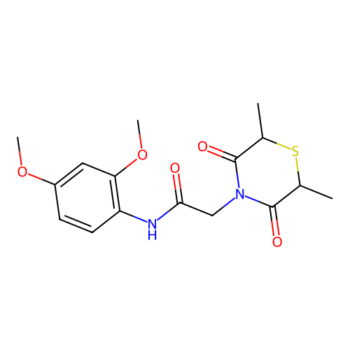 N-(2,4-dimethoxyphenyl)-2-(2,6-dimethyl-3,5-dioxothiomorpholin-4-yl)acetamide structure