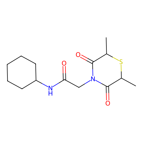 N-cyclohexyl-2-(2,6-dimethyl-3,5-dioxothiomorpholin-4-yl)acetamide structure