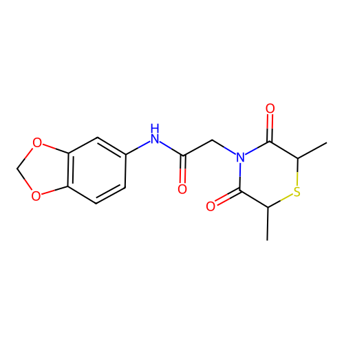 N-(1,3-benzodioxol-5-yl)-2-(2,6-dimethyl-3,5-dioxothiomorpholin-4-yl)acetamide structure