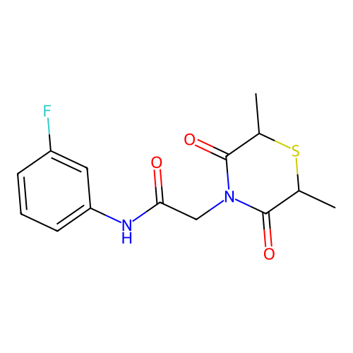 2-(2,6-dimethyl-3,5-dioxothiomorpholin-4-yl)-N-(3-fluorophenyl)acetamide structure
