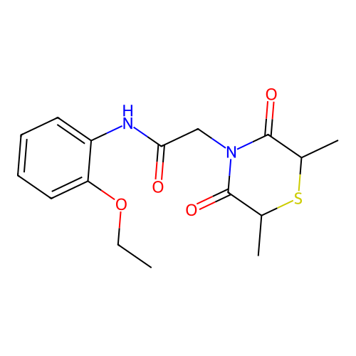 2-(2,6-dimethyl-3,5-dioxothiomorpholin-4-yl)-N-(2-ethoxyphenyl)acetamide structure