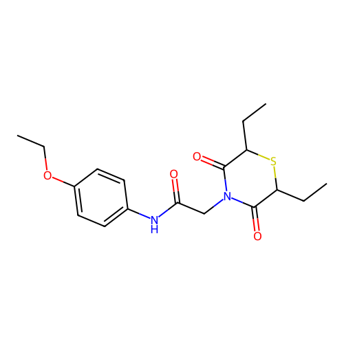 2-(2,6-diethyl-3,5-dioxothiomorpholin-4-yl)-N-(4-ethoxyphenyl)acetamide structure