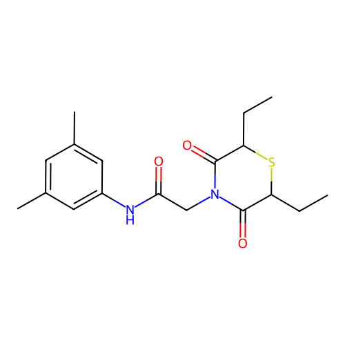 2-(2,6-diethyl-3,5-dioxothiomorpholin-4-yl)-N-(3,5-dimethylphenyl)acetamide structure