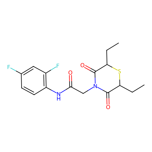 2-(2,6-diethyl-3,5-dioxothiomorpholin-4-yl)-N-(2,4-difluorophenyl)acetamide structure