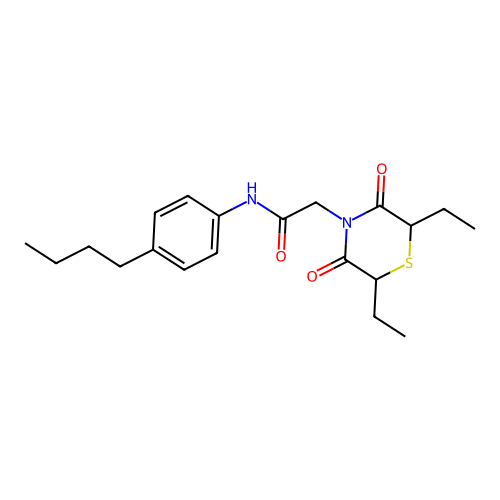 N-(4-butylphenyl)-2-(2,6-diethyl-3,5-dioxothiomorpholin-4-yl)acetamide structure