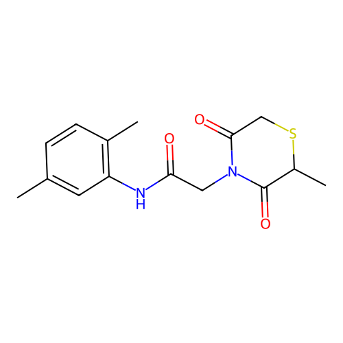 N-(2,5-dimethylphenyl)-2-(2-methyl-3,5-dioxothiomorpholin-4-yl)acetamide structure