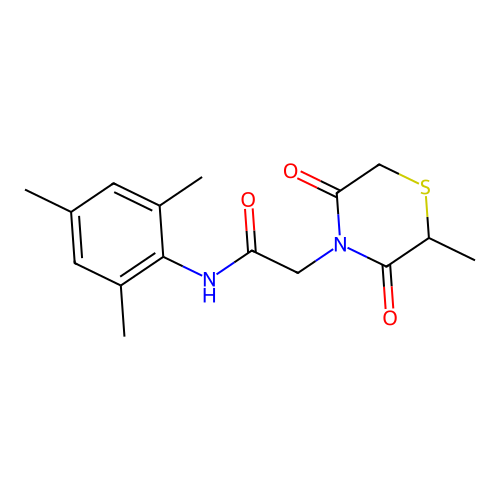 2-(2-methyl-3,5-dioxothiomorpholin-4-yl)-N-(2,4,6-trimethylphenyl)acetamide structure