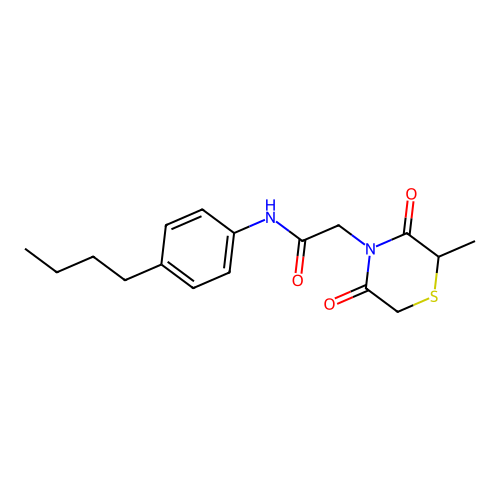 N-(4-butylphenyl)-2-(2-methyl-3,5-dioxothiomorpholin-4-yl)acetamide structure