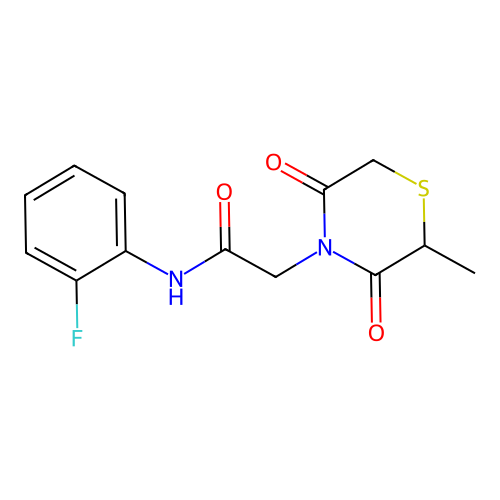 N-(2-fluorophenyl)-2-(2-methyl-3,5-dioxothiomorpholin-4-yl)acetamide structure