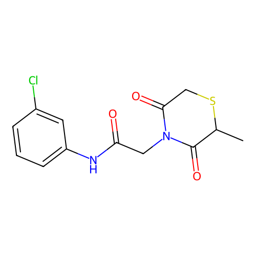 N-(3-chlorophenyl)-2-(2-methyl-3,5-dioxothiomorpholin-4-yl)acetamide structure