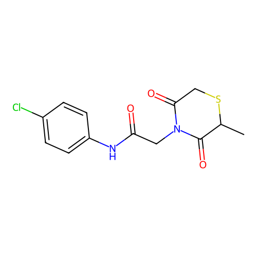 N-(4-chlorophenyl)-2-(2-methyl-3,5-dioxothiomorpholin-4-yl)acetamide structure