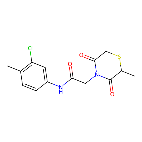 N-(3-chloro-4-methylphenyl)-2-(2-methyl-3,5-dioxothiomorpholin-4-yl)acetamide structure