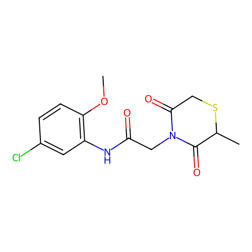 N-(5-chloro-2-methoxyphenyl)-2-(2-methyl-3,5-dioxothiomorpholin-4-yl)acetamide structure