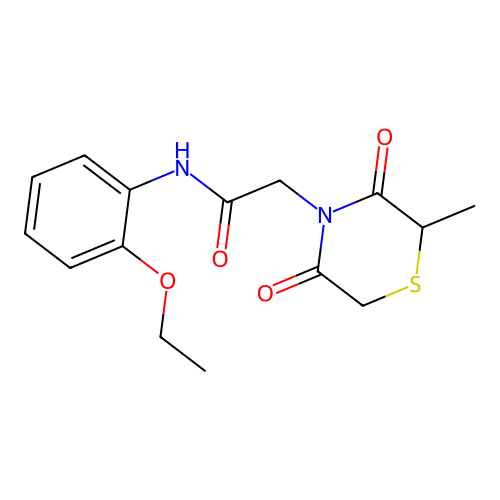 N-(2-ethoxyphenyl)-2-(2-methyl-3,5-dioxothiomorpholin-4-yl)acetamide structure