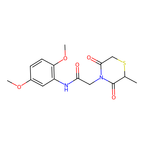 N-(2,5-dimethoxyphenyl)-2-(2-methyl-3,5-dioxothiomorpholin-4-yl)acetamide structure