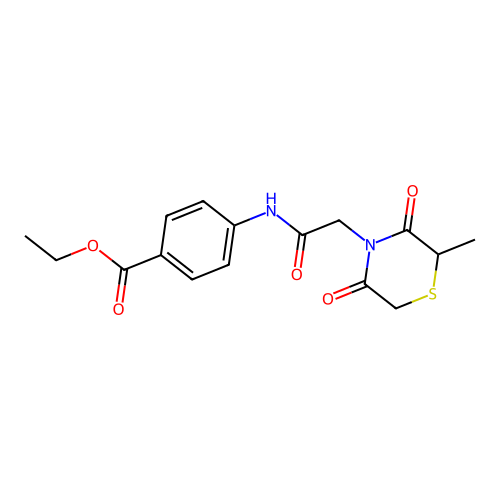Ethyl 4-[[2-(2-methyl-3,5-dioxothiomorpholin-4-yl)acetyl]amino]benzoate structure