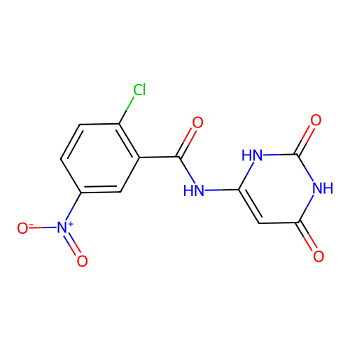 2-chloro-N-(2,6-dioxo-1,2,3,6-tetrahydropyrimidin-4-yl)-5-nitrobenzamide structure