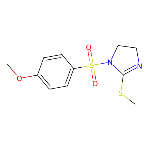 1-((4-methoxyphenyl)sulfonyl)-2-(methylthio)-4,5-dihydro-1H-imidazole structure