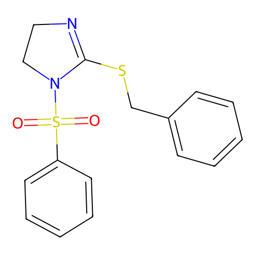 2-(benzylthio)-1-(phenylsulfonyl)-4,5-dihydro-1H-imidazole structure
