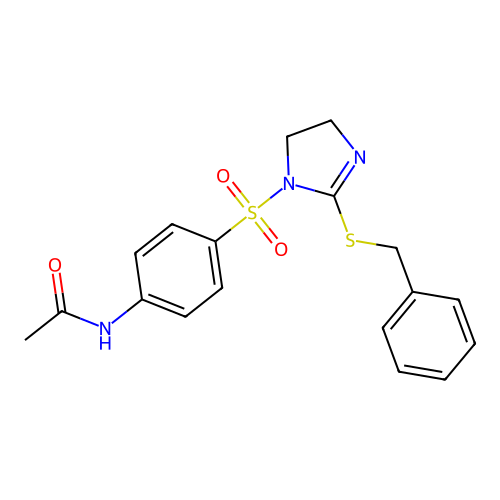 N-[4-[(2-benzylsulfanyl-4,5-dihydroimidazol-1-yl)sulfonyl]phenyl]acetamide structure