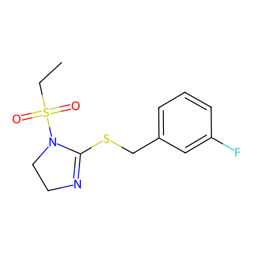 1-(ethylsulfonyl)-2-((3-fluorobenzyl)thio)-4,5-dihydro-1H-imidazole structure