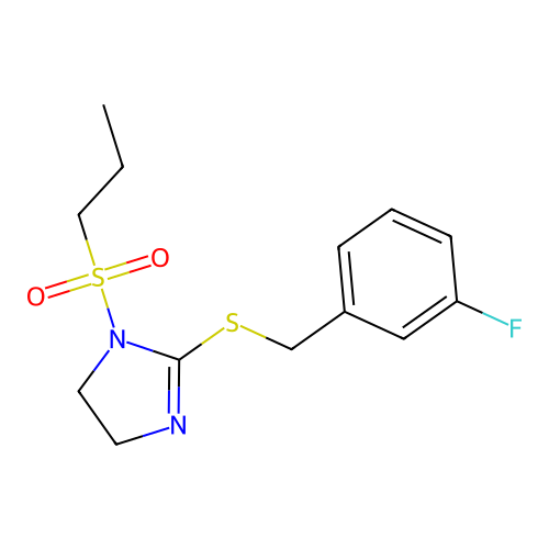 2-[(3-Fluorophenyl)methylsulfanyl]-1-propylsulfonyl-4,5-dihydroimidazole structure