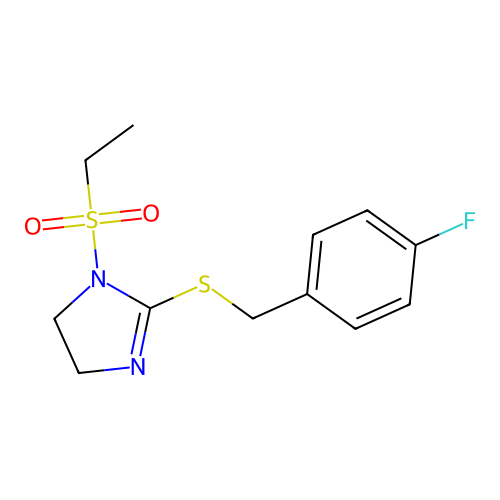 1-Ethylsulfonyl-2-[(4-fluorophenyl)methylsulfanyl]-4,5-dihydroimidazole structure