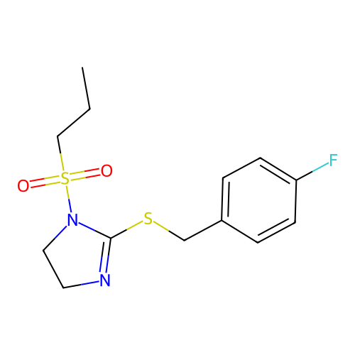 2-((4-fluorobenzyl)thio)-1-(propylsulfonyl)-4,5-dihydro-1H-imidazole structure