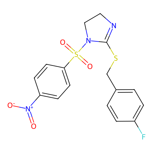 2-[(4-fluorobenzyl)thio]-1-nosyl-2-imidazoline structure