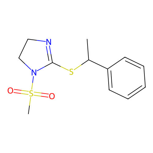 1-Methylsulfonyl-2-(1-phenylethylsulfanyl)-4,5-dihydroimidazole structure