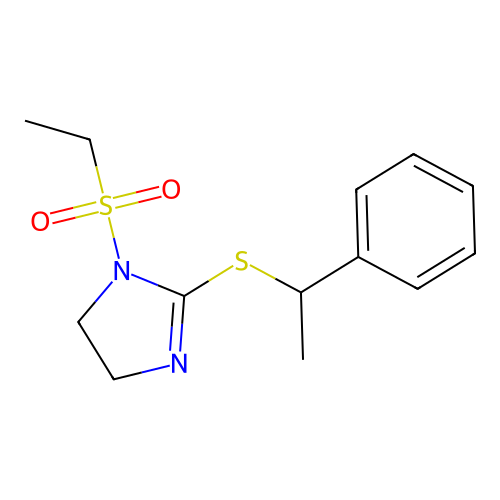 1-Ethylsulfonyl-2-(1-phenylethylsulfanyl)-4,5-dihydroimidazole structure